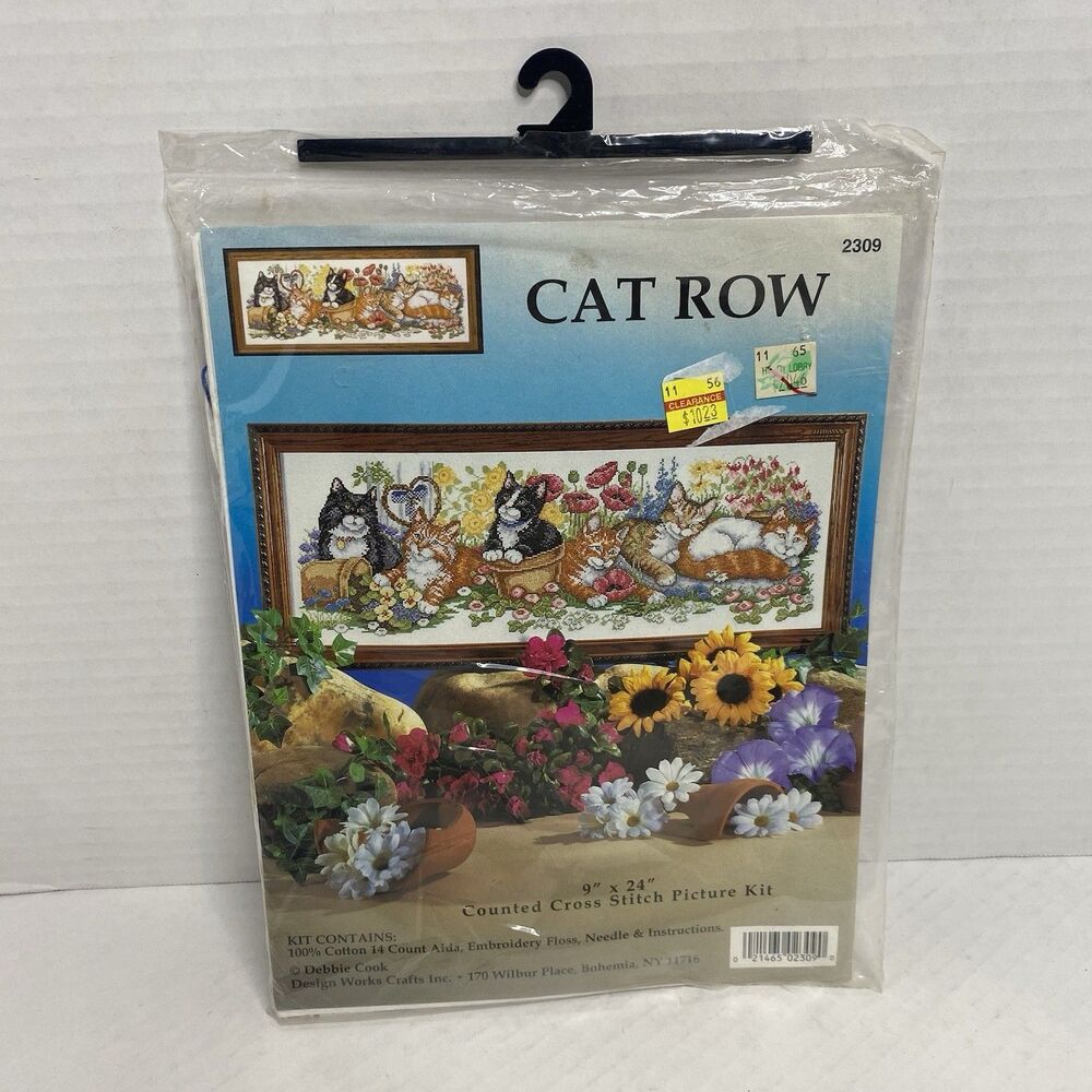 Design Works “CAT ROW” 9”x 24” Counted Cross Stitch Picture Kit